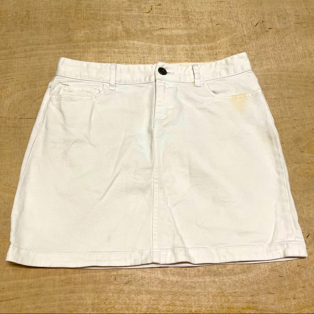 J.Crew Mini Denim Skirt White Stretch Cotton Casual Summer Skirt Size 4